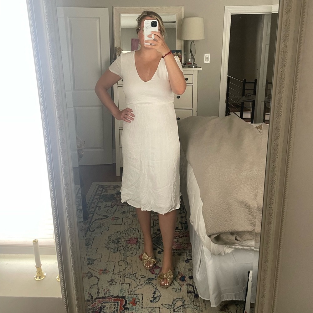 Wayf White MIDI Dress with elastic waist